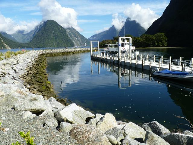 Milford Sound wharf, looking northwest