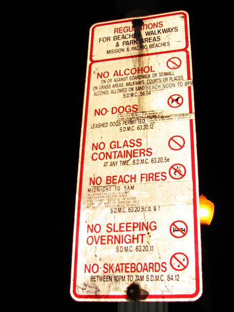 Regulations on Mission Beach