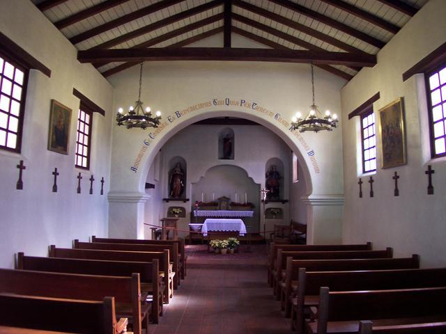 Mission Santa Cruz, interior of reconstructed chapel