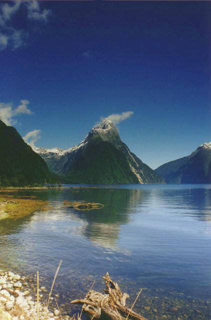 Mitre Peak on a rare day when it's not raining