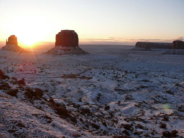 Snow in Monument Valley
