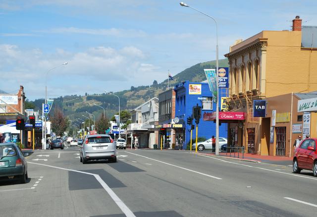 Main street in the town of Mosgiel, near Dunedin