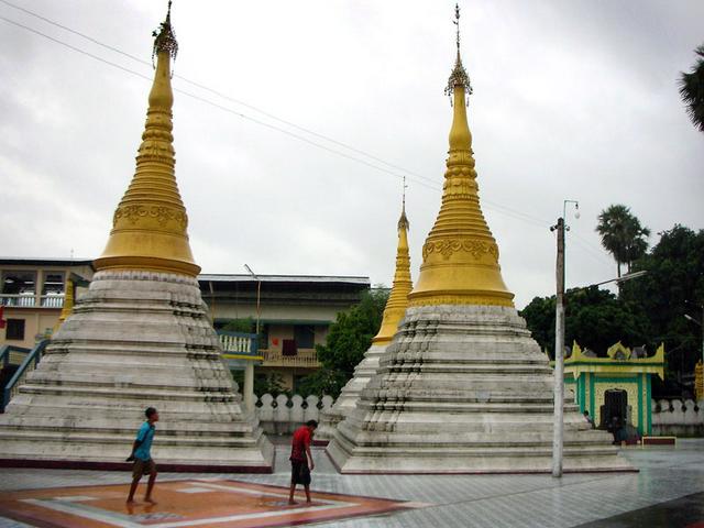 Pagodas by Buddhist temple in Myawaddy