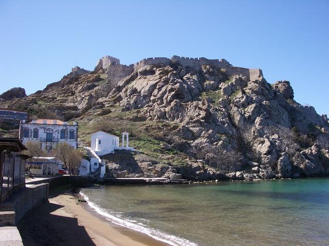 The castle of Myrina, Lemnos. View from Romeikos Gialos