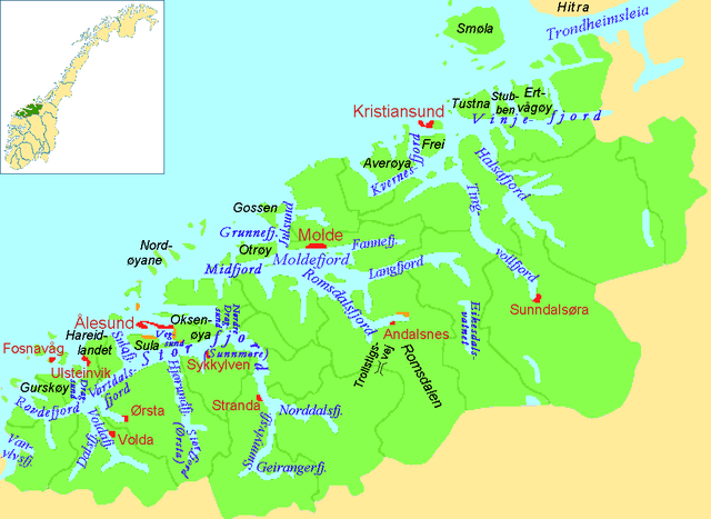 Location Åndalsnes and Romsdal district within Møre og Romsdal county.