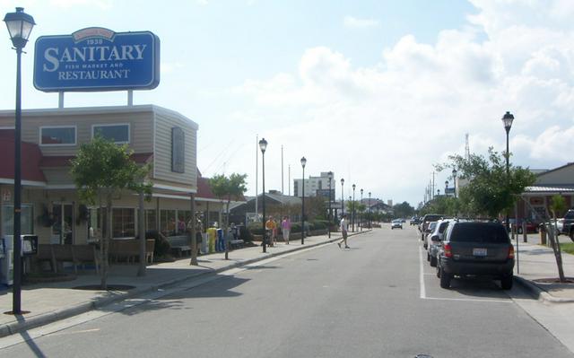 Shops and restaurants along the waterfront