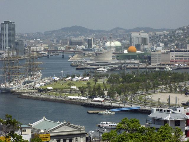 An overview of the Nagasaki waterfront.