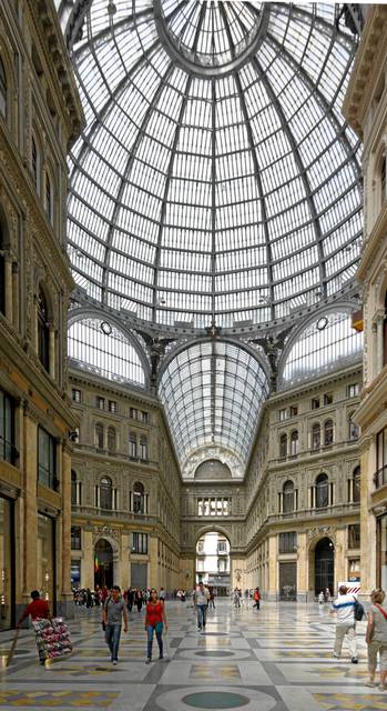 Interior of the historic Galleria Umberto I, one of the world's early shopping centres