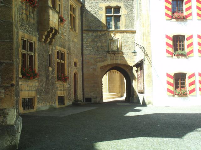 On the castle's courtyard