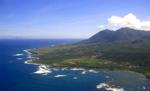 Part of the east coast of Nevis seen from the air