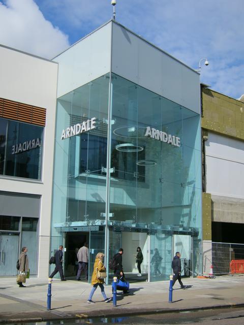 One of the new shiny entrances to the Beacon (formerly the Arndale Centre)