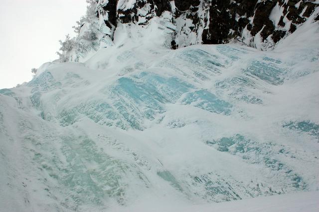 In winter, the waterfall at Njupeskär freezes and becomes a good support for ice climbers