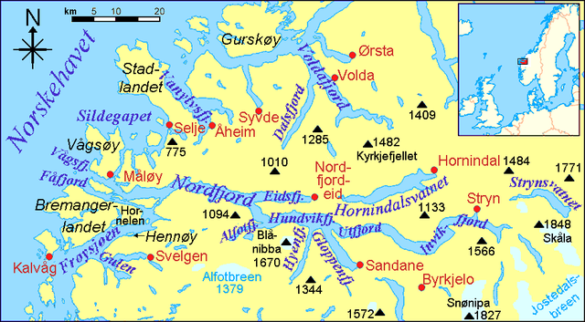 Stryn district within the Nordfjord region