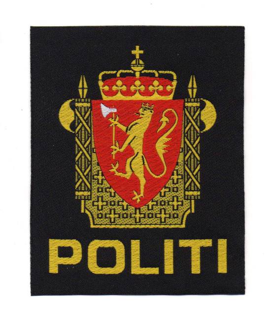 Police patch including the golden lion (insignia for government authorities)