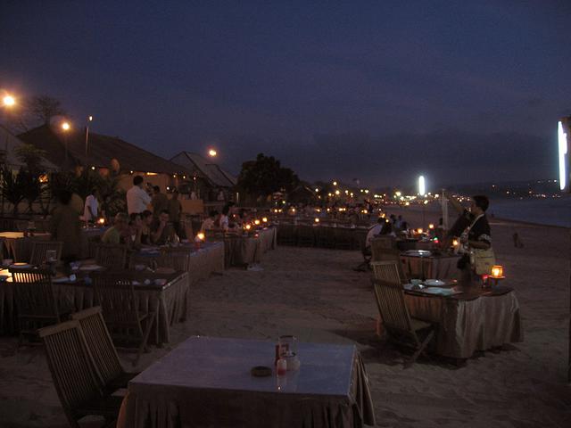 One of over 200 seafood Restaurants on Jimbaran Beach