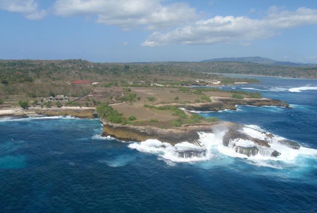 Southeast Nusa Lembongan with the hills of Nusa Penida in the background