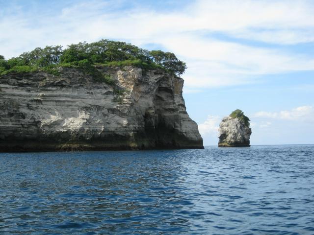 A typical offshore pinnacle on the rugged south coast of Nusa Penida