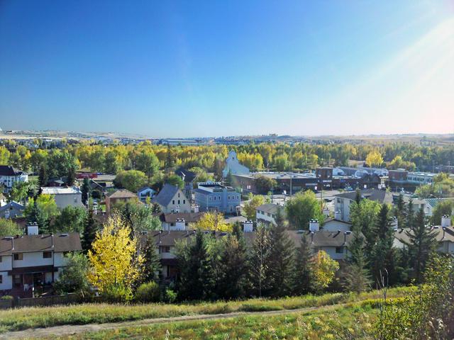 A view of Okotoks; overlooking downtown and facing south