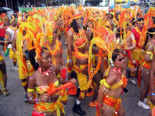 Colorful carnival goers