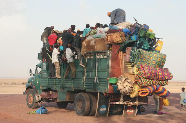 An atypically lightly loaded truck in Mauritania