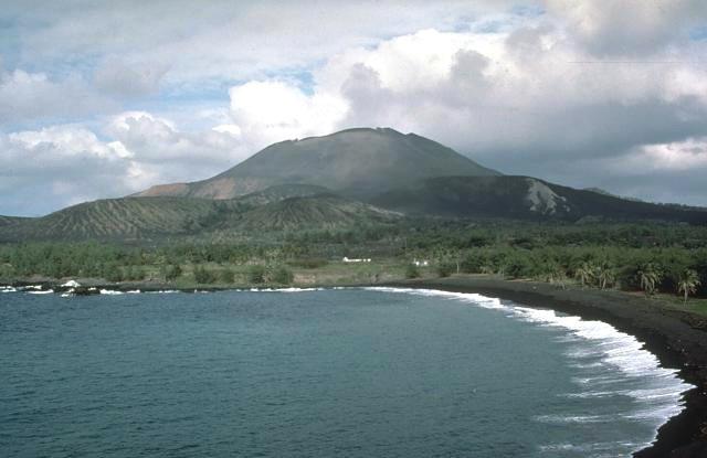 Beach in obscurity on Pagan Island