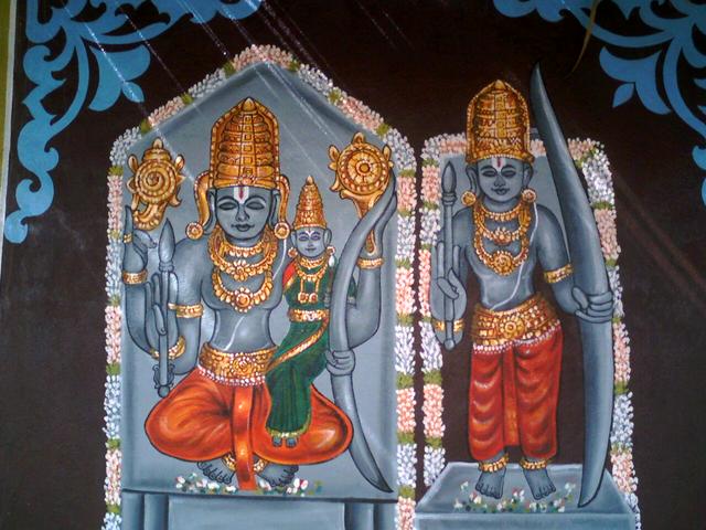 Painting of Lord Rama on a temple at Bhadrachalam