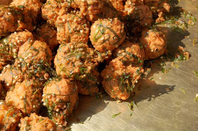 Pakoras, snacks of fried chickpea batter