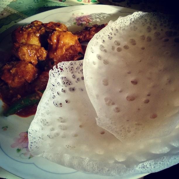 Fermented Palappam and Chicken in Kumarakom