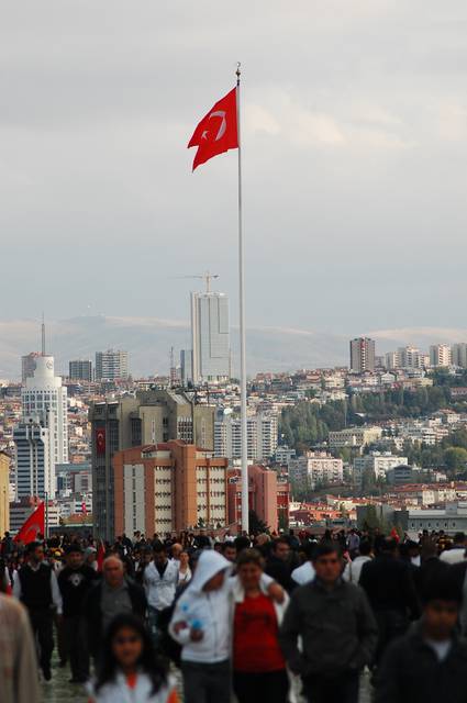 Modern cityscape of Ankara, as viewed from the path leading to Anıtkabir