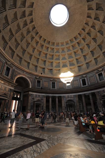 The Pantheon, a huge Roman temple, which is a symbol of the Roman civilization in Italy.