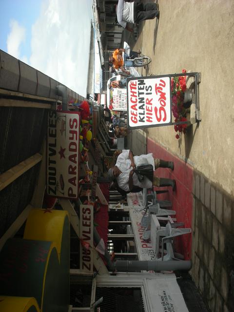 A butcher stall near the market.