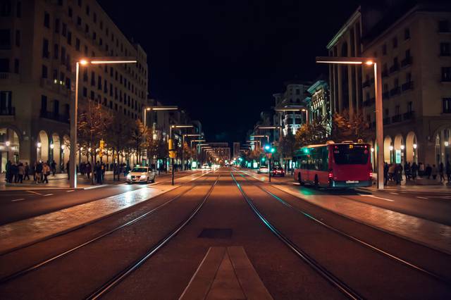 Paseo Independencia in the night