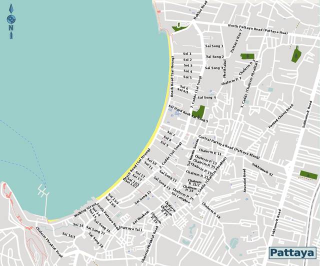 Map of Pattaya Bay area