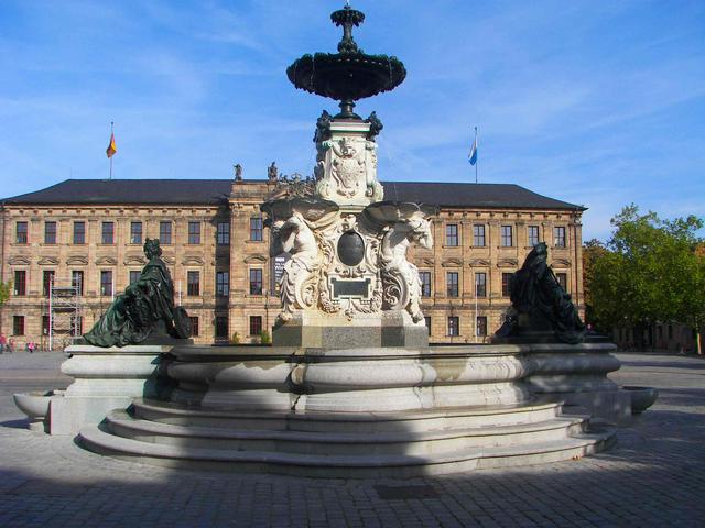 Pauli fountain on Schlossplatz the building in the background is now used - naturally - by the university