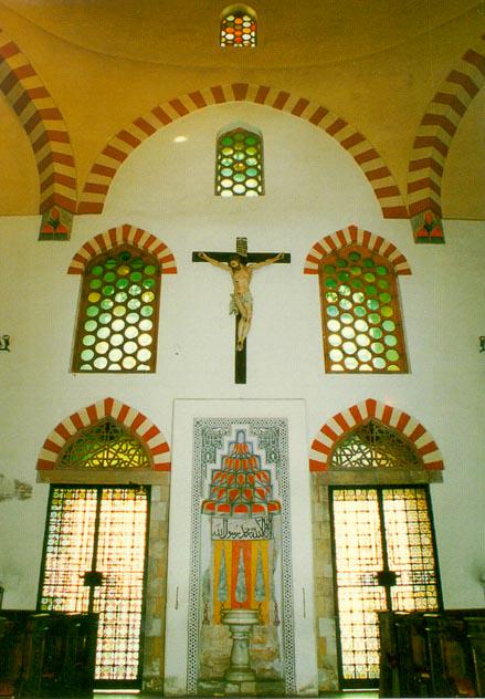 Inside the Catholic Church on the main square (once the Mosque of Pasha Ghazi Quasim)