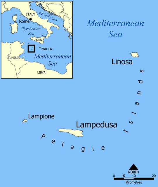 Location of the Pelagie Islands