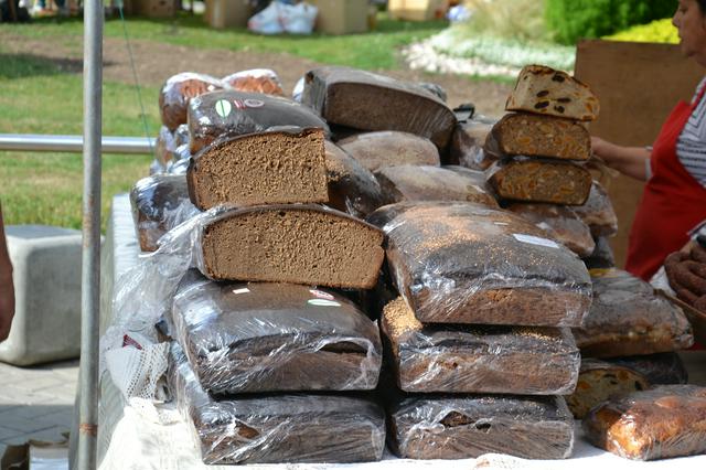 Typical Baltic dark bread at a farmer's market