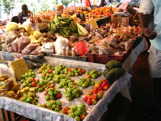 Green cayenne pepper is one of many products on the Saturday morning market