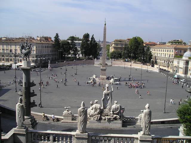 On the Pincio above Piazza del Popolo is a good viewpoint.