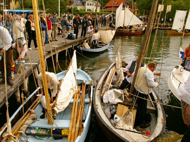 Boats waiting to leave Grisslehamn for Eckerö, Åland, at the yearly Postrodden competition in memory of the old postal route.