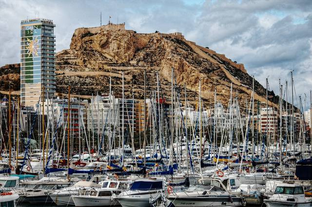 Mount Benacantil in Alicante, view from the sea