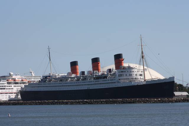 RMS Queen Mary docked in Long Beach Harbor