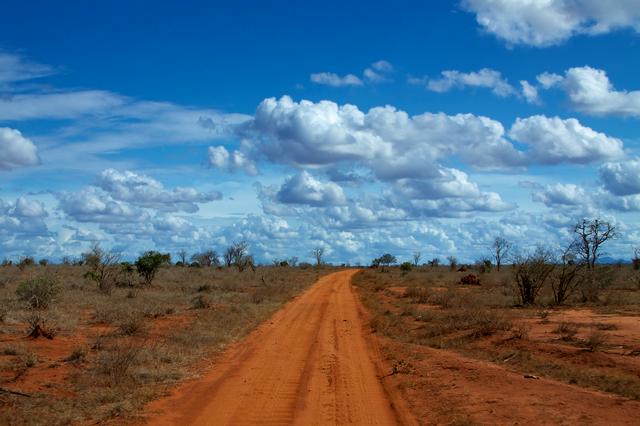 alt=Red roads of Tsavo East