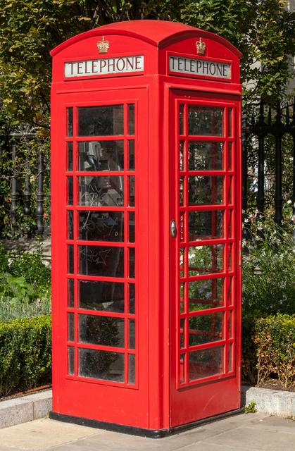A red telephone box, which is now a British symbol despite there being comparatively few on the streets today.