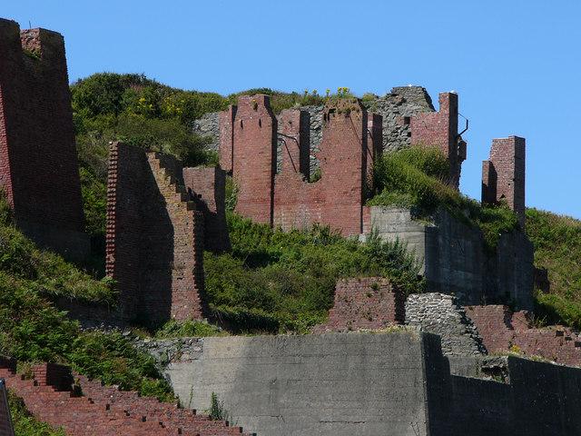 Remains of hoppers for loading stone