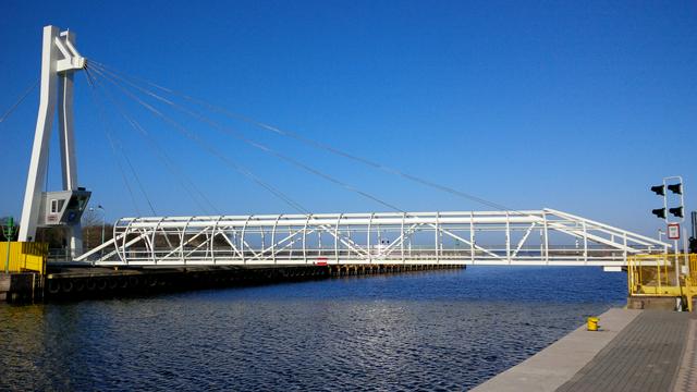 Pedestrian swing bridge in Ustka