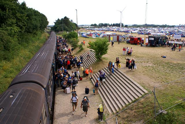 The temporary train station used during the festival