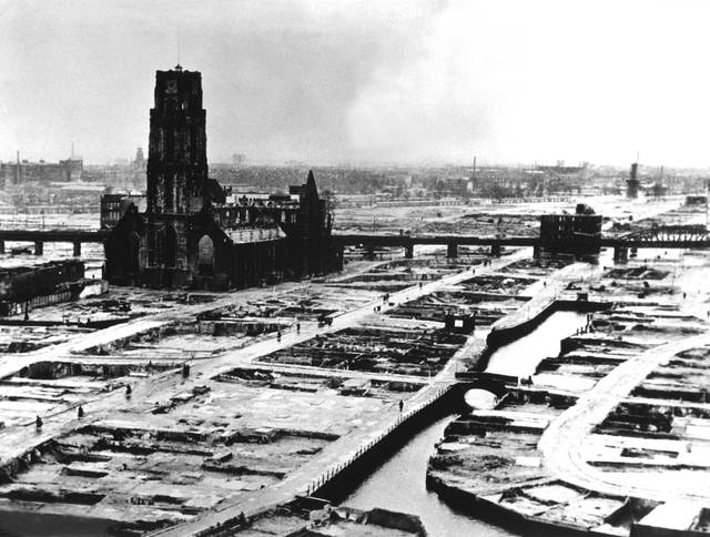 Rotterdam was almost completely razed by Nazi bombings during World War II