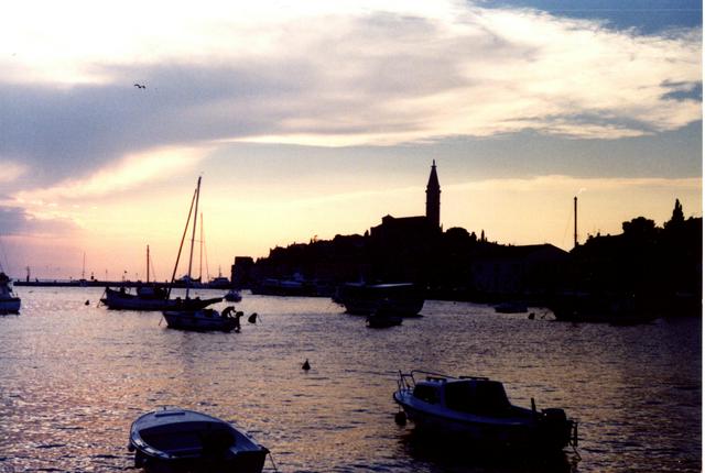 View of Rovinj at sunset