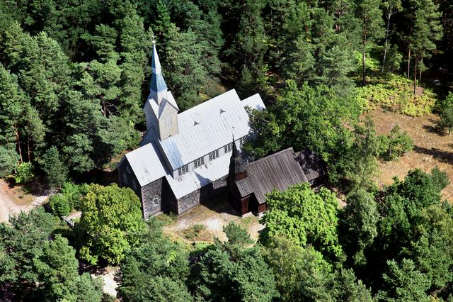 The two Ruhnu churches together.